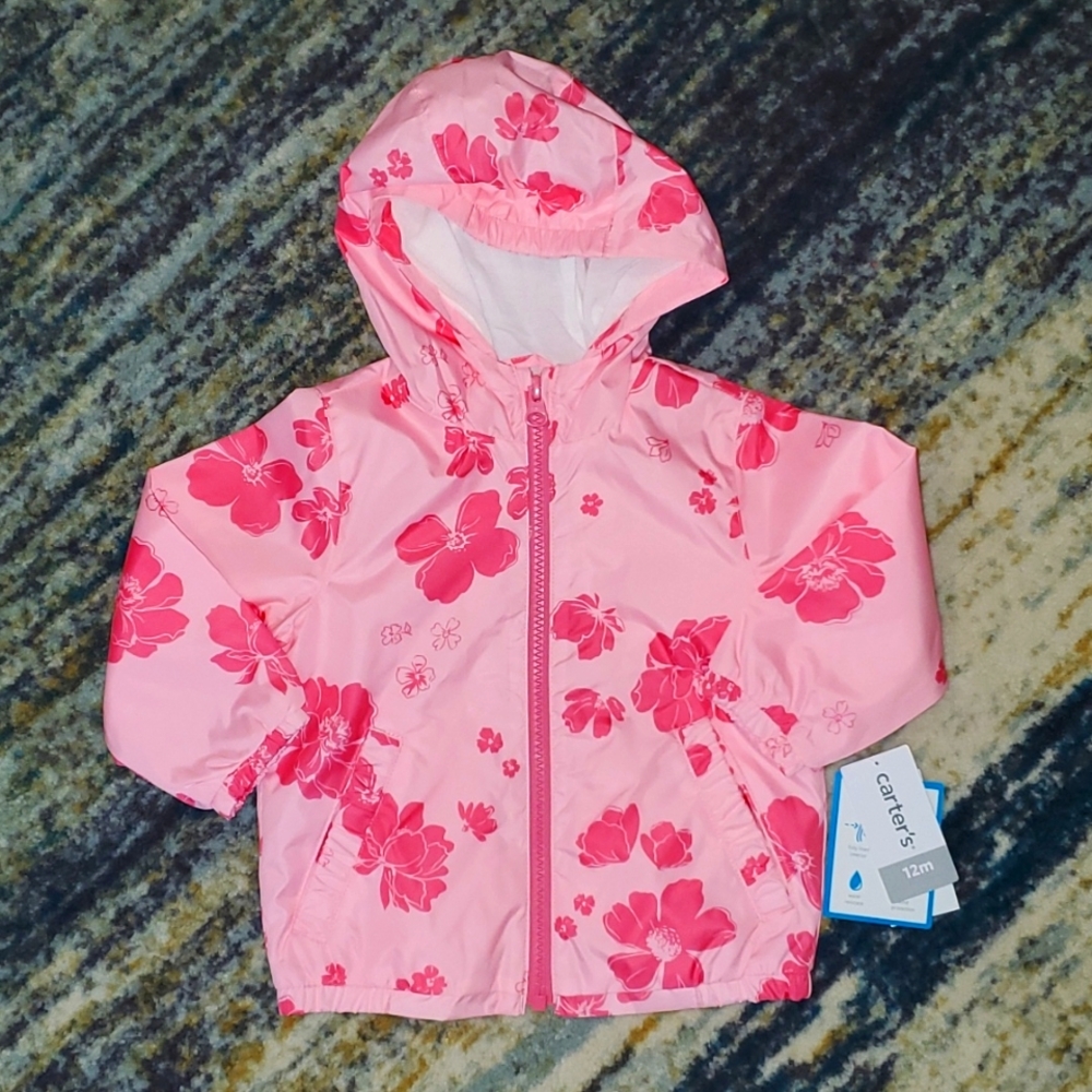 Carter's Pink Hibiscus Baby/Toddler Raincoat - NWT - size 12 months